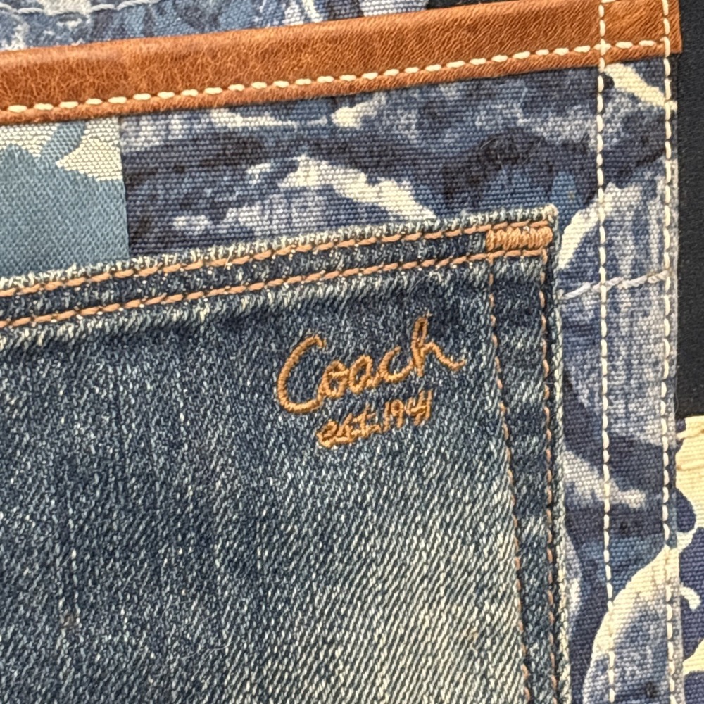 Coach Indigo Denim Blue Patchwork Ergo XL Hobo Handbag Purse Bag RARE Leather - Picture 2 of 16